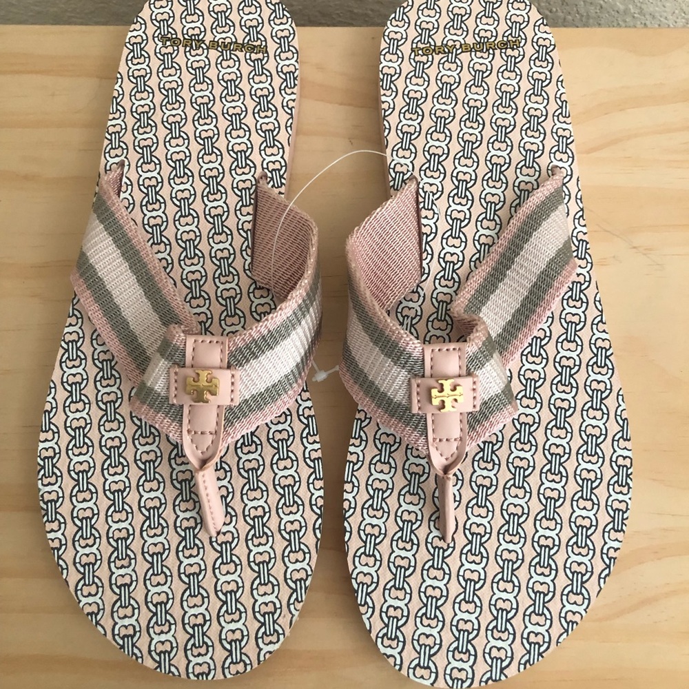 Tory Burch coastal pink flip flops